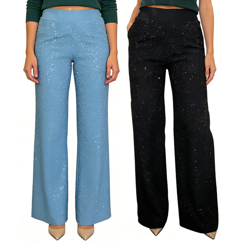 š„Last Day 49% OFF - High-Waist Glitter Straight-Leg Trousers