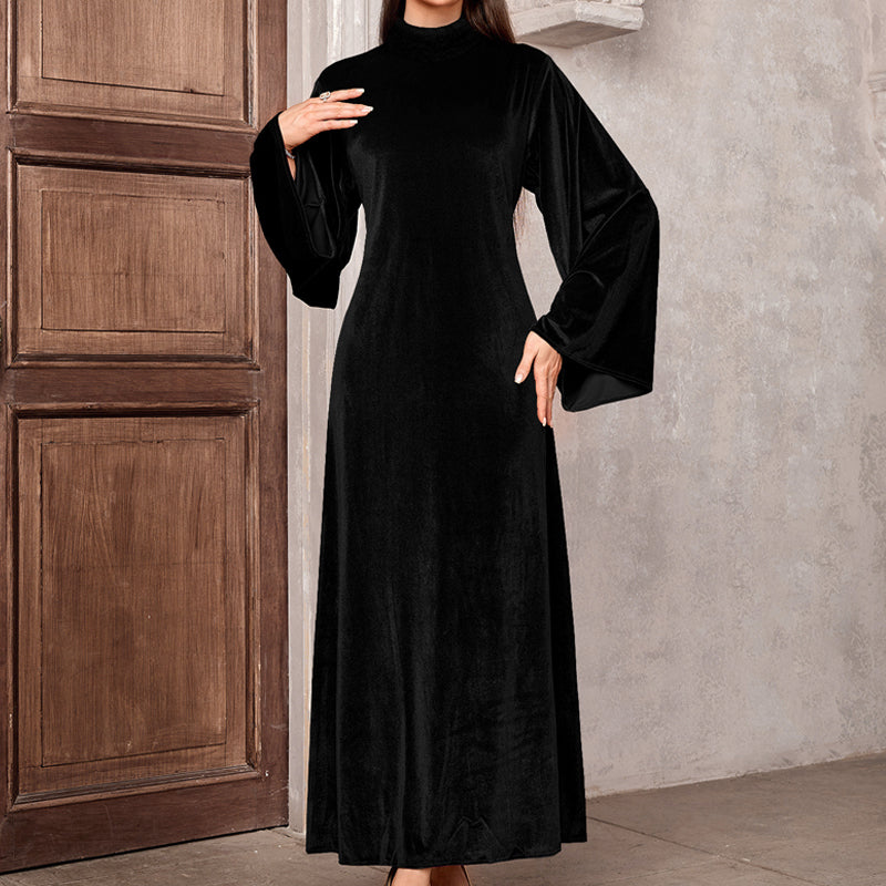 🔥New arrivals offer-Elegant Velvet Bell Sleeve Maxi Dress