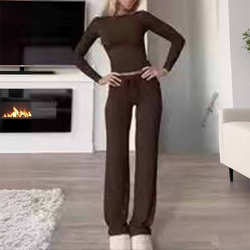 👚 50% OFF NOW! 💎 Women's Casual 2-Piece Set – Slim Top & Straight-Leg Pants, Soft Stretch Fabric ✨