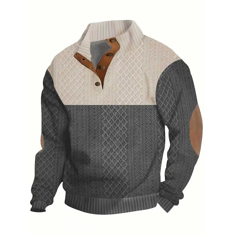 š„Hot Sale Offers-Men's Colorblock Button-Neck Sweater