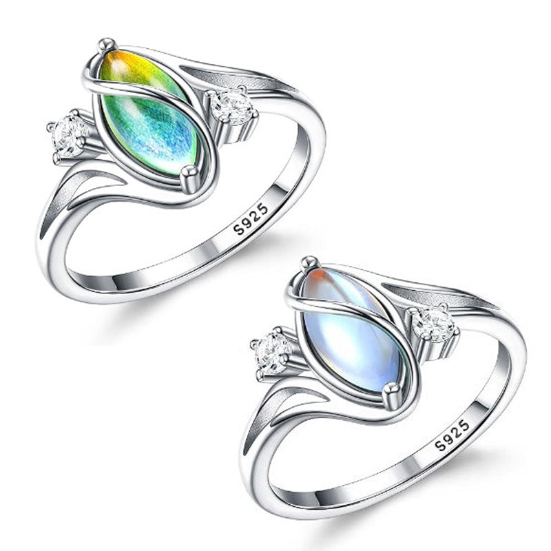 ⏳Limited-time 50% off⏰Geometric Oval Moonstone Ring with Zirconia Accents🌙💍