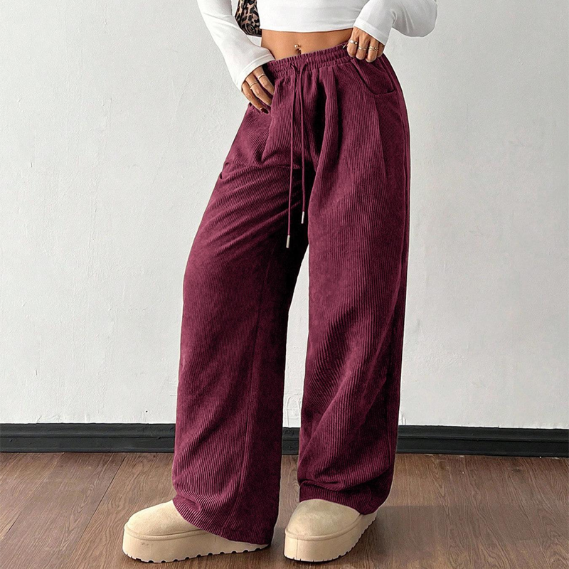 ๐โจ 60% OFF! Casual Loose Fit Corduroy Trousers for Women โ Wide-Leg, Adjustable Waist & Wrinkle-Resistant Retro Style
