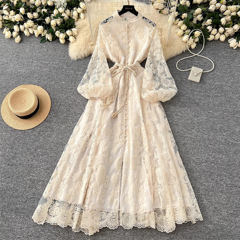 💐 2026 Fresh Wardrobe | Vintage Embroidered Lantern Dress | Perfect for Daily Elegance ✨【-60%】