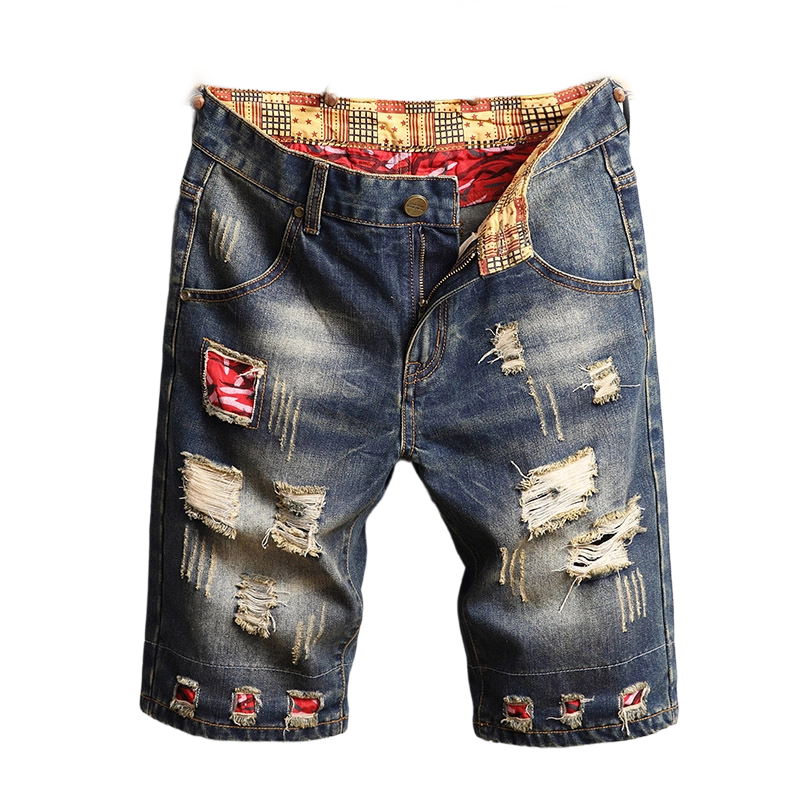 ๐ LIMITED-TIME 50% OFF! ๐ฉณ Men's Ripped Denim Shorts โ Distressed, Patched, Retro Wash โจ