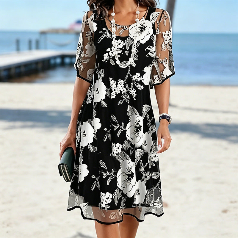 🔥Hot Deals-Women's Elegant Floral Print Chiffon Dress