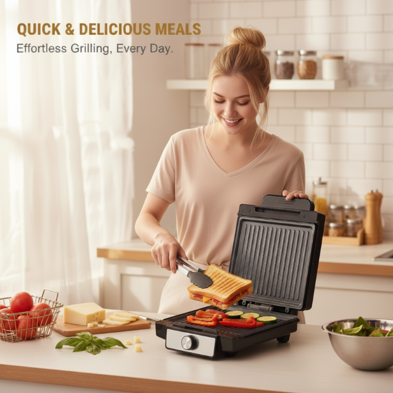 1400W Electric Panini Press Machine & Grill Maker