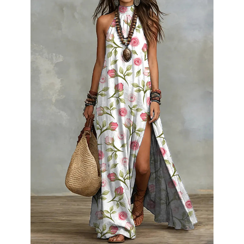 🔥New arrivals at 50% off-Women's Sleeveless Floral Print Flowy Maxi Dress
