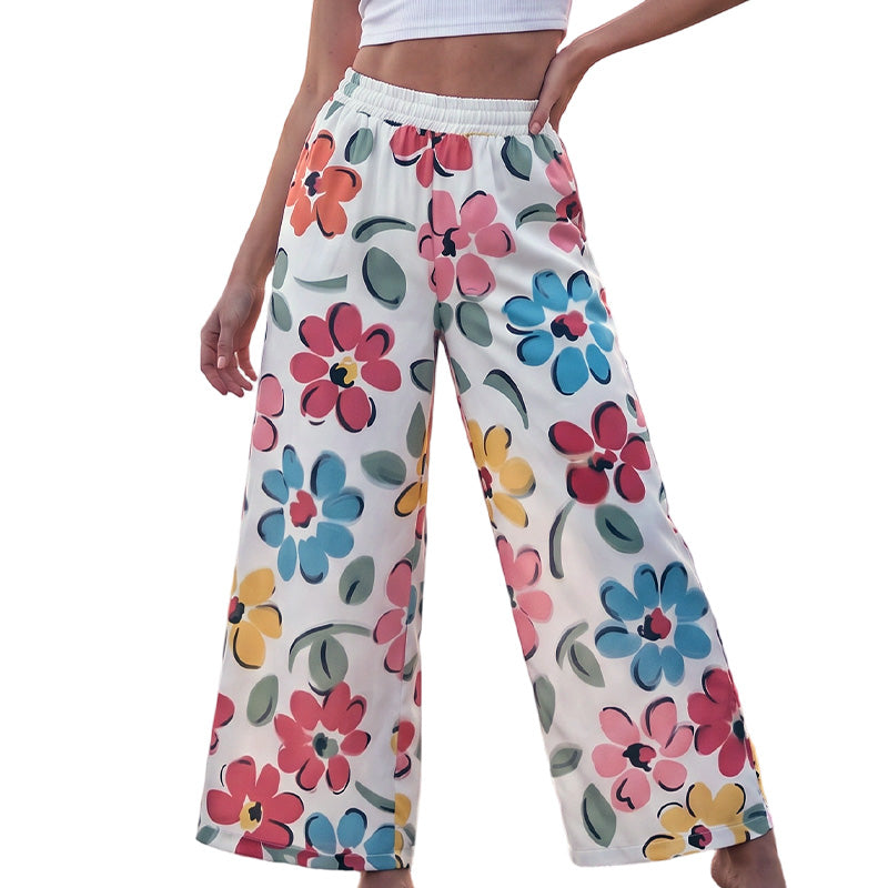 Women's Floral Print Wide-Leg Palazzo Pants