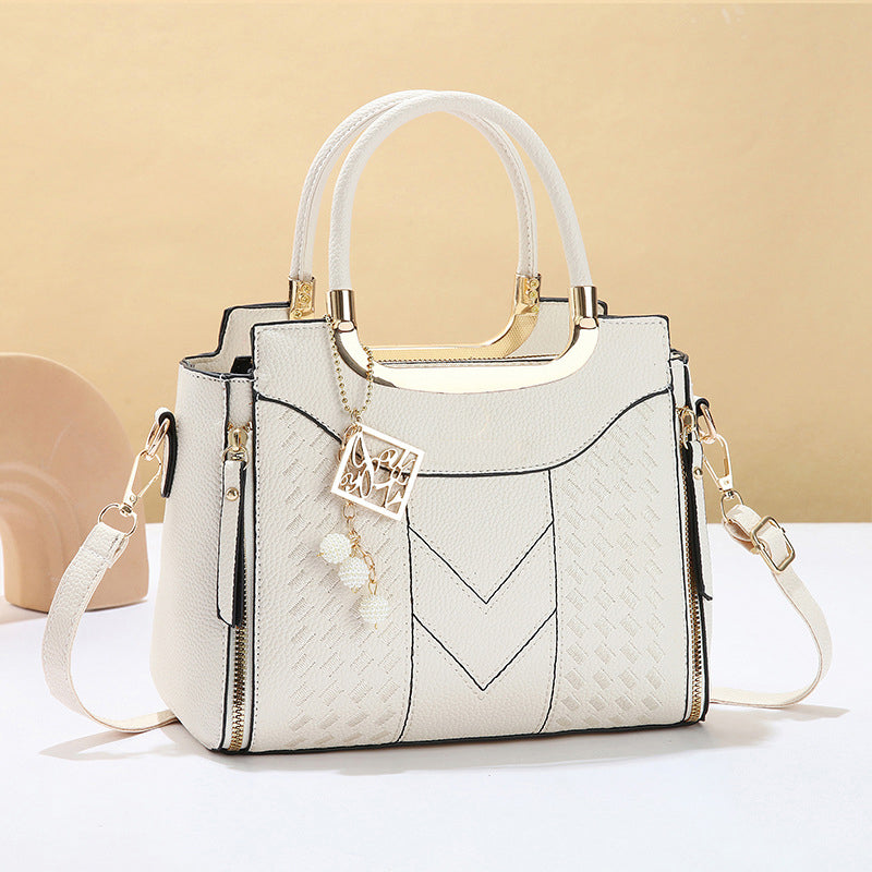 🥳New Arrival 50% OFF👜Women's V-Stitched Satchel – Gold Hardware, Multi-Compartment, Top-Handle 🌸
