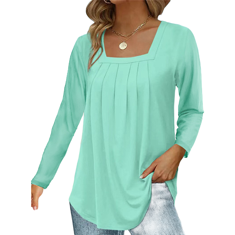 💕LAST DAY SALE ONLY £11.99!!💕🌿 Cotton Elegant Pleated Square Neck Top