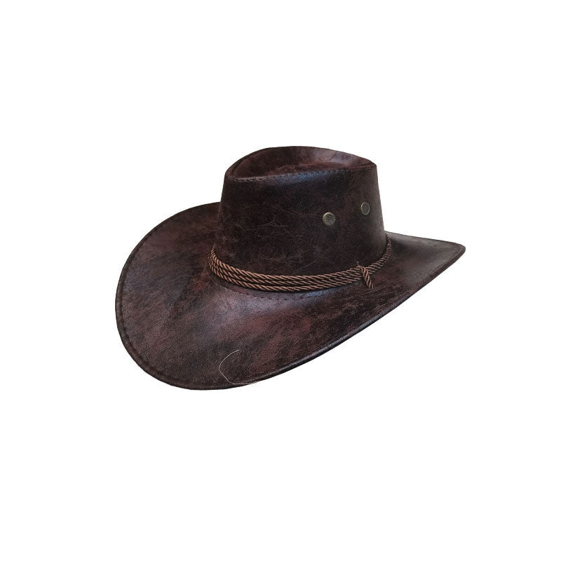 š¤ Vintage Wide Brim Cowboy Hat with Adjustable Strap