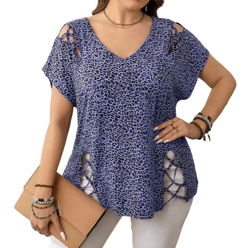 ⏳LAST DAY SALE ONLY £18.99!!🔥Women's Leopard Print Loose V-Neck T-Shirt