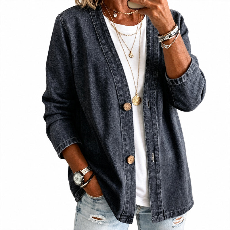 ⌛Limited-time offer-Women's Casual Collarless Button Cardigan Jacket