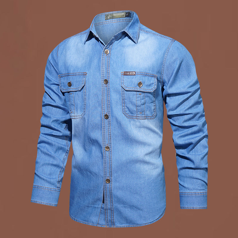 Men's Casual Long Sleeve Denim Shirt