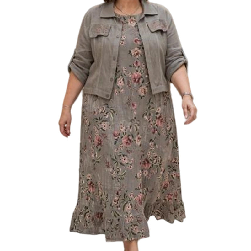 🌸Hot Sale 50% OFF💖Women's Floral Maxi Dress with Cropped Jacket Set