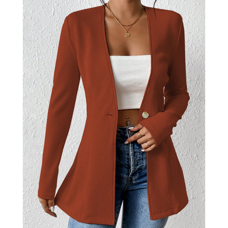 Women's V-Neck Single-Button Blazer