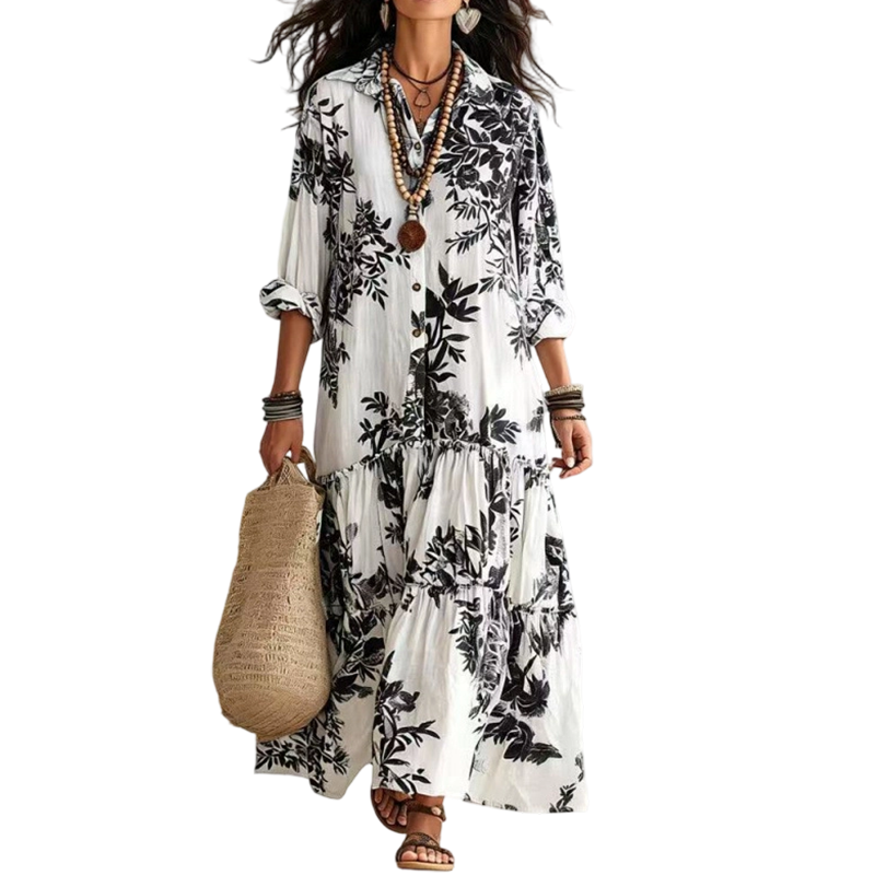 ๐ Women's Floral Print Maxi Dress โ Feminine Elegance Meets Effortless Autumn Style