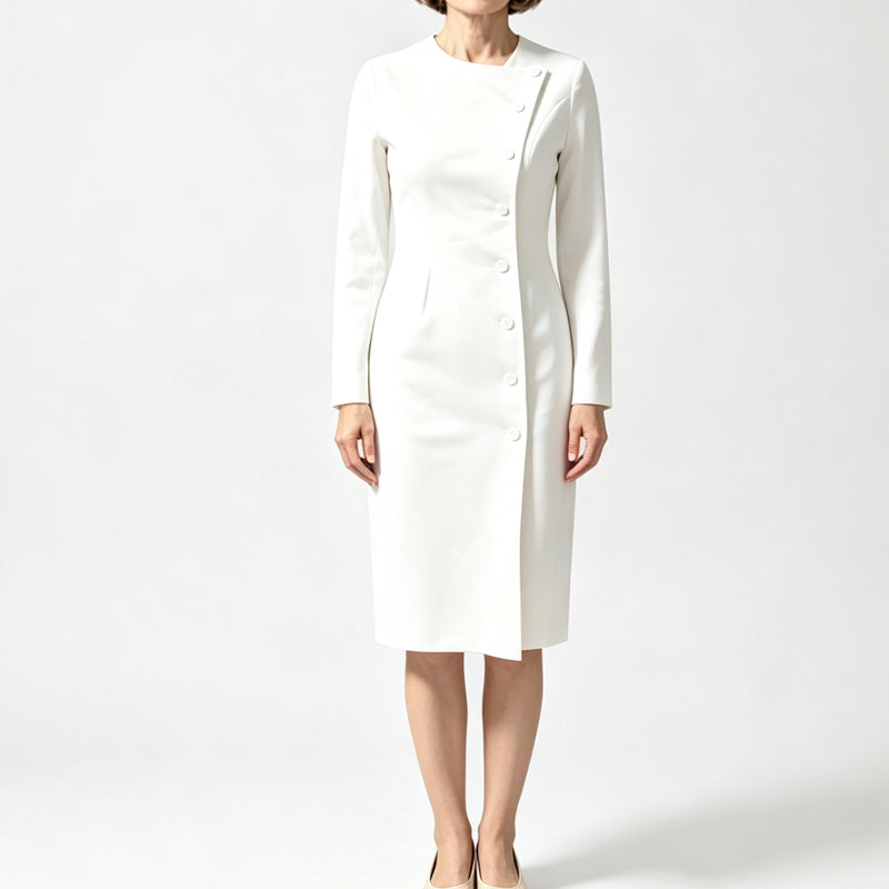 Women's Elegant Asymmetric Single-Breasted Dress