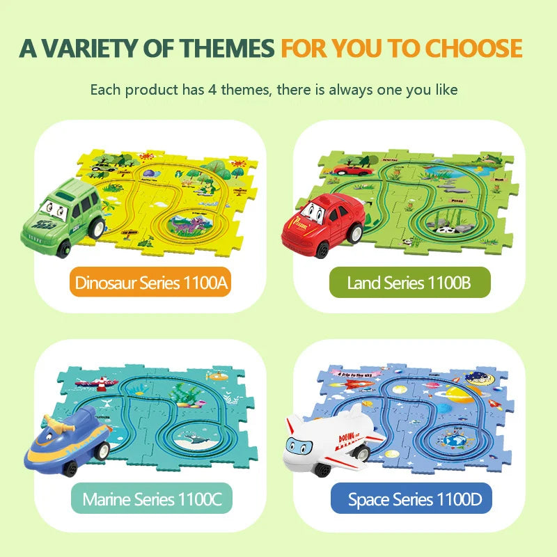 (🎁2023-Christmas Hot Sale🎁)🔥 49% OFF🔥🧩Children's Educational Puzzle Track Car Play Set🧩