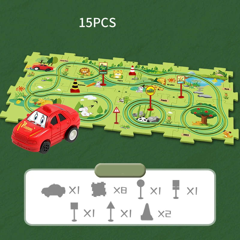 (🎁2023-Christmas Hot Sale🎁)🔥 49% OFF🔥🧩Children's Educational Puzzle Track Car Play Set🧩