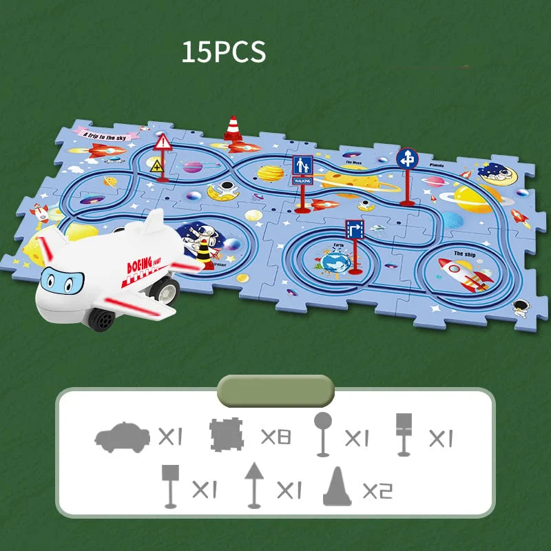 (🎁2023-Christmas Hot Sale🎁)🔥 49% OFF🔥🧩Children's Educational Puzzle Track Car Play Set🧩