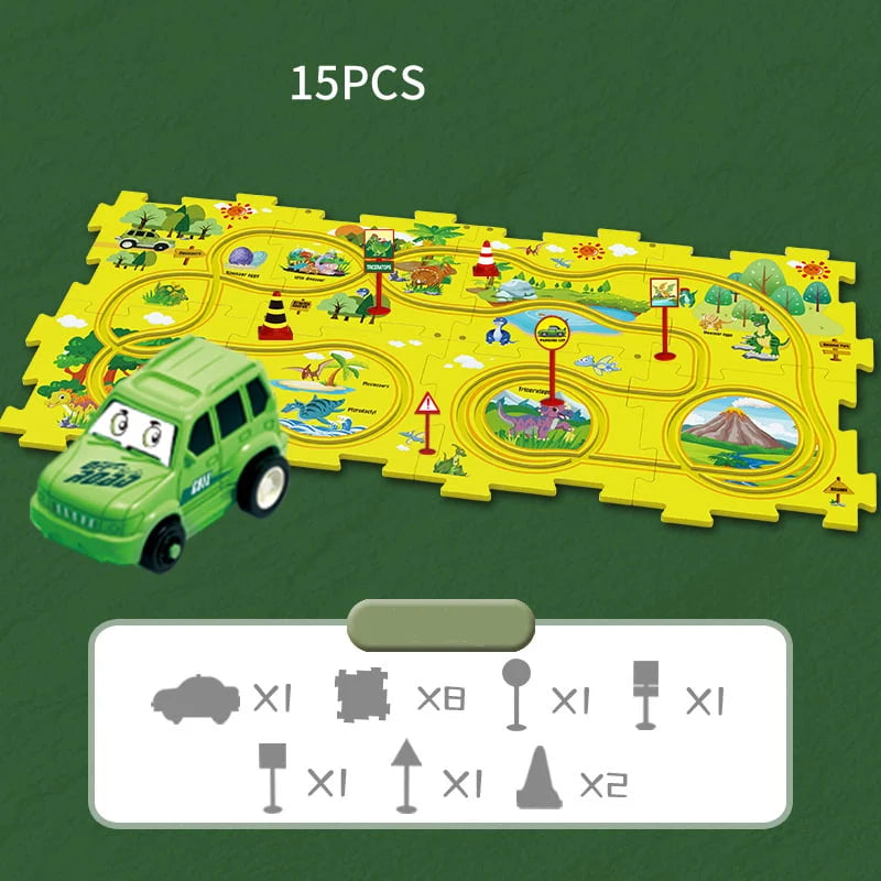 (🎁2023-Christmas Hot Sale🎁)🔥 49% OFF🔥🧩Children's Educational Puzzle Track Car Play Set🧩