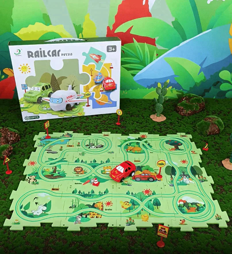 (🎁2023-Christmas Hot Sale🎁)🔥 49% OFF🔥🧩Children's Educational Puzzle Track Car Play Set🧩