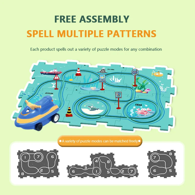 (🎁2023-Christmas Hot Sale🎁)🔥 49% OFF🔥🧩Children's Educational Puzzle Track Car Play Set🧩