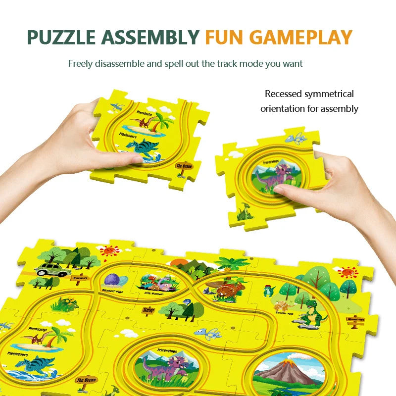 (🎁2023-Christmas Hot Sale🎁)🔥 49% OFF🔥🧩Children's Educational Puzzle Track Car Play Set🧩