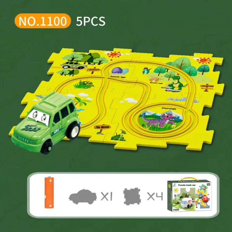 (🎁2023-Christmas Hot Sale🎁)🔥 49% OFF🔥🧩Children's Educational Puzzle Track Car Play Set🧩