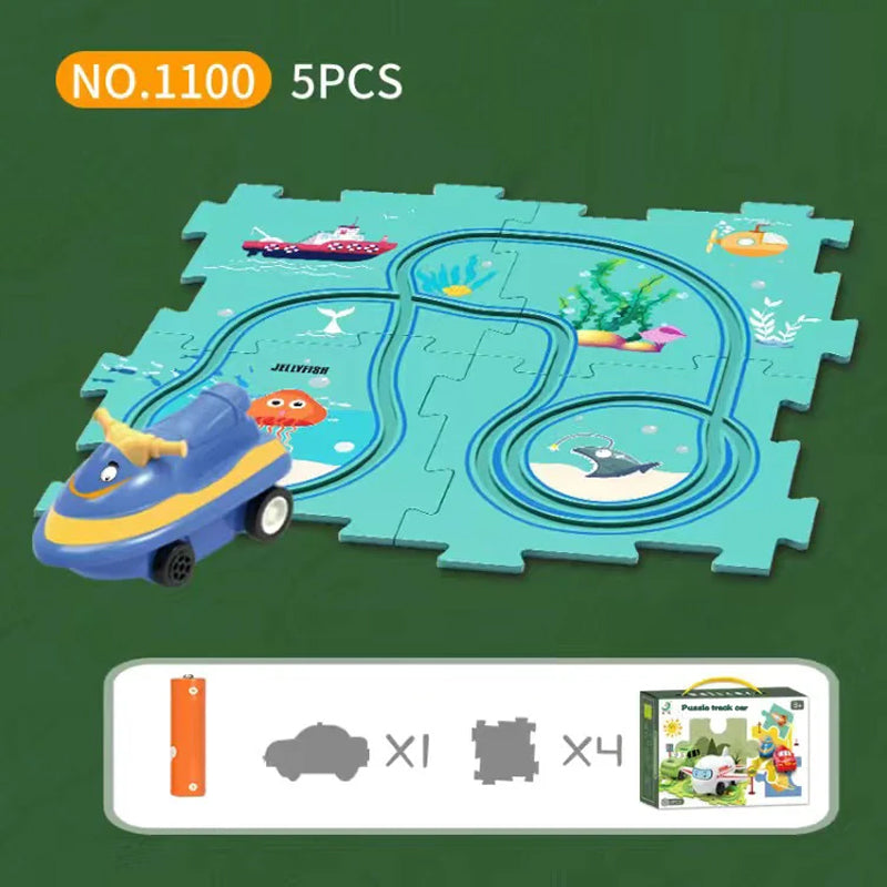 (🎁2023-Christmas Hot Sale🎁)🔥 49% OFF🔥🧩Children's Educational Puzzle Track Car Play Set🧩