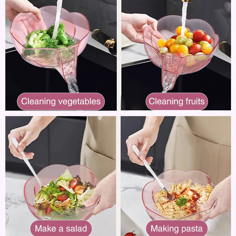 Multifunctional Flower-Shaped Vegetable Washing Draining Basket
