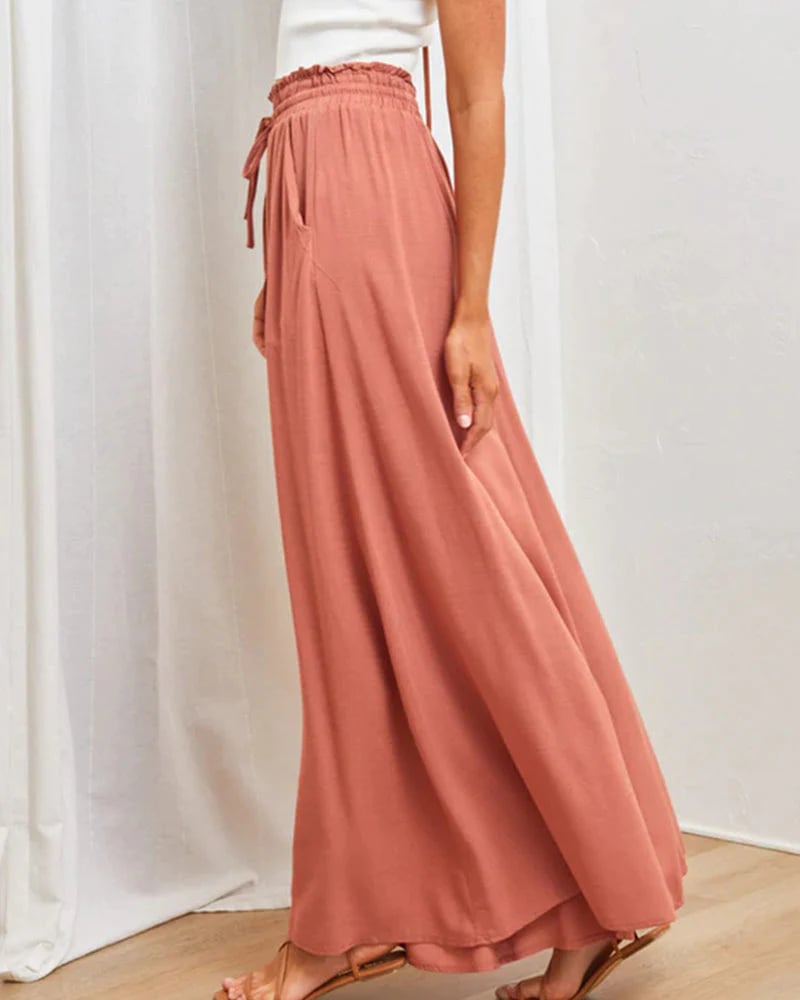 👖 LIMITED-TIME 50% OFF! ✨ Wide-Leg High-Waisted Pants – Cotton Blend, Loose Fit, Drawstring 🌿