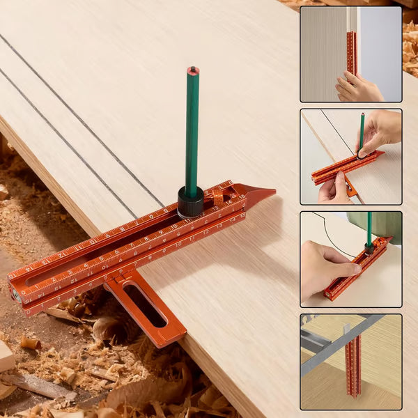 🧲 4-Sided Laser Scale Magnetic Level Scribing Tool | Multi-Purpose Aluminum Woodworking Marking Ruler