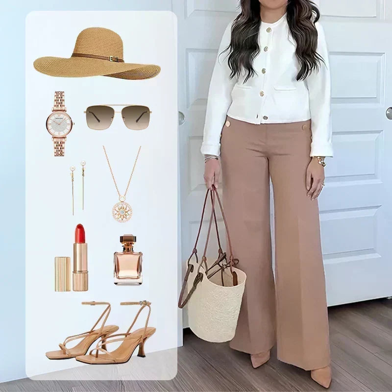 👖 LAST DAY SALE ONLY ￡13.99!!✨ High-Waist Wide Leg Pants – Figure-Flattering, 3 Adjustable Lengths & Super Stretch 🏃‍♀️