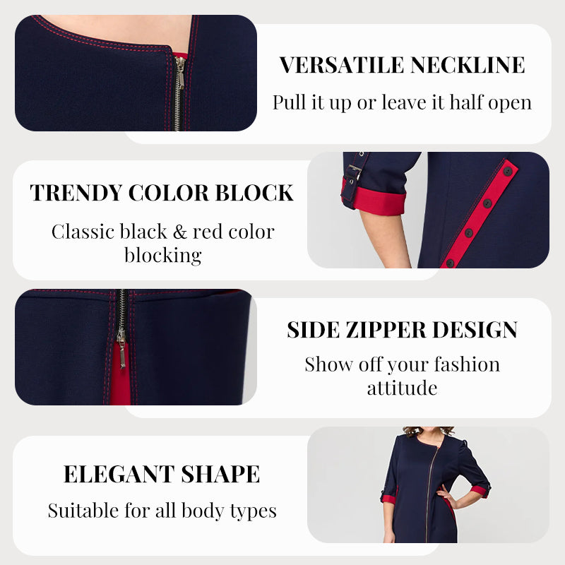 Women’s Fashionable High-end Dress with Side Zipper