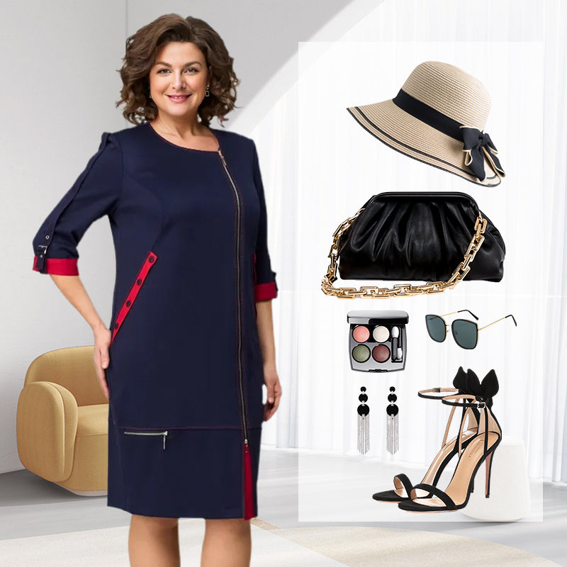 Women’s Fashionable High-end Dress with Side Zipper