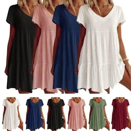 🔥BUY 2 GET 5% OFF💝V-neck Casual Dress With Short Sleeves