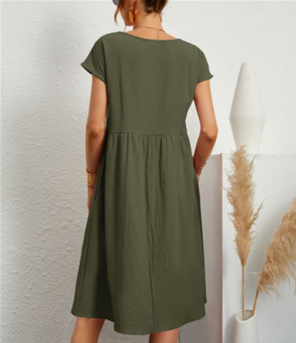 🔥BUY 2 GET 10% OFF💝Solid Color Sleeveless Loose Cotton Pocket Dress