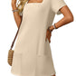 🎉🛍️Summer Specials👗Women's Casual Square Neck Pocket Short Sleeve Dress with Pockets