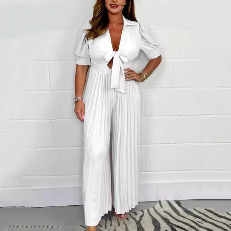 🎉2025 New Products Hot Sale✨Draped pleats x simple solid colours, women's jumpsuit