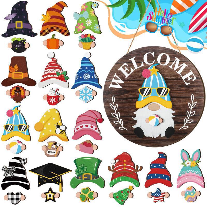 ⏰Interchangeable Welcome Sign with Highland Cow Featuring Seasonal Magnet, Detachable Hats, Accessories