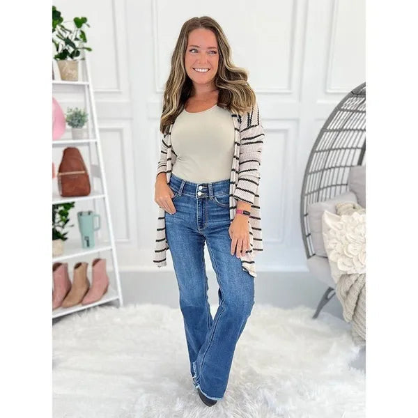 👖Hot Sale 50% Off🔥Vintage Double Button Frayed Hem Bootcut Jeans