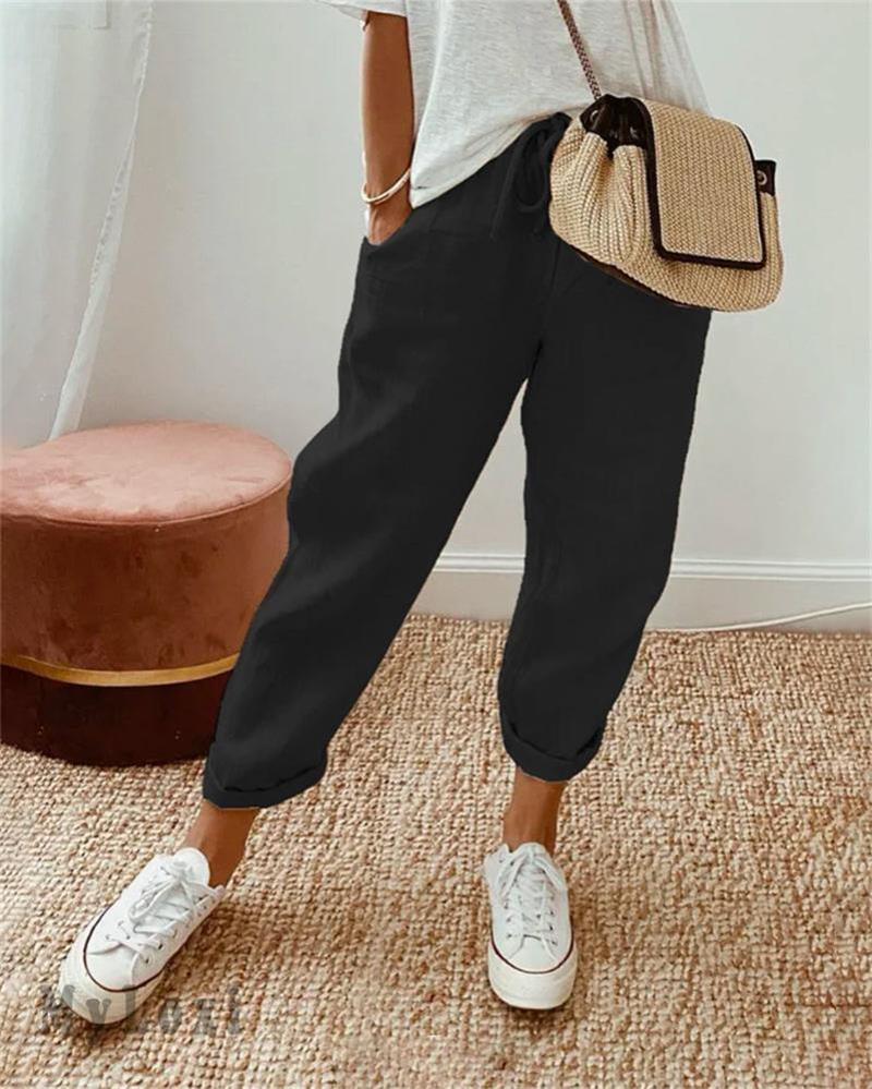 🎁 60% OFF !! 👖🌿 Casual Cotton and Linen Pants for Women – Breathable, High-Waisted & Ankle-Length Elegance ✨☀️