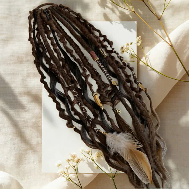 Bohemian Textured Ponytail | Instant Dreadlock Hair Extension | Easy Clip-In for Festivals & Nights Out