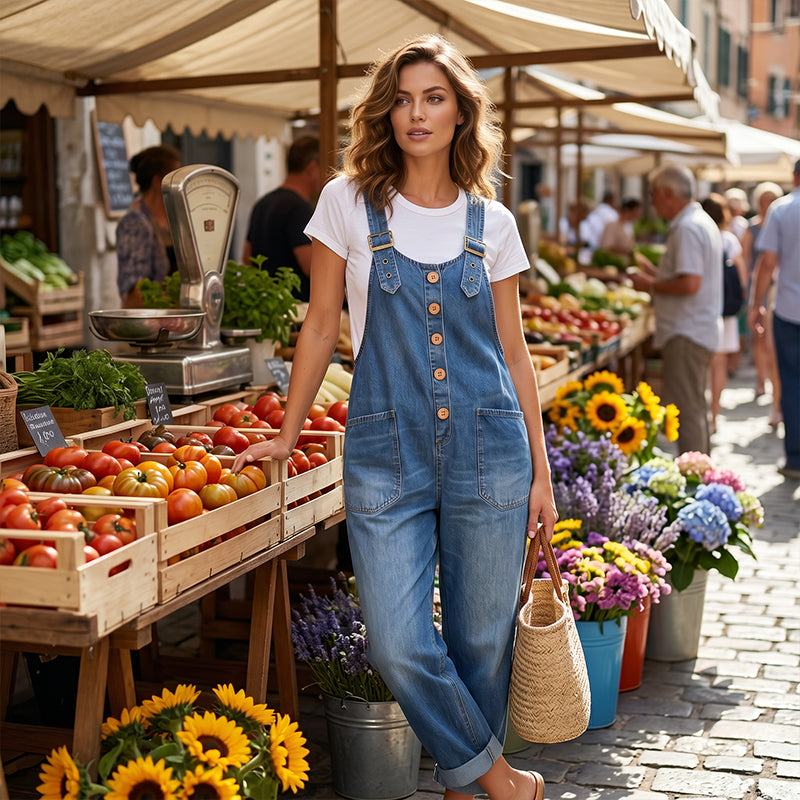 🔥Limited-time offer-Women's Casual Baggy Denim Overalls with Pockets