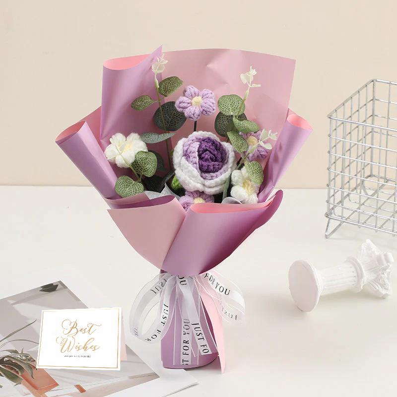 🌷 50% OFF NOW! 💕 Handmade Delicate Crochet Flower Bouquet – Mother's Day Special – Lifelike Design, Durable & Perfect Gift for Mom 🎁