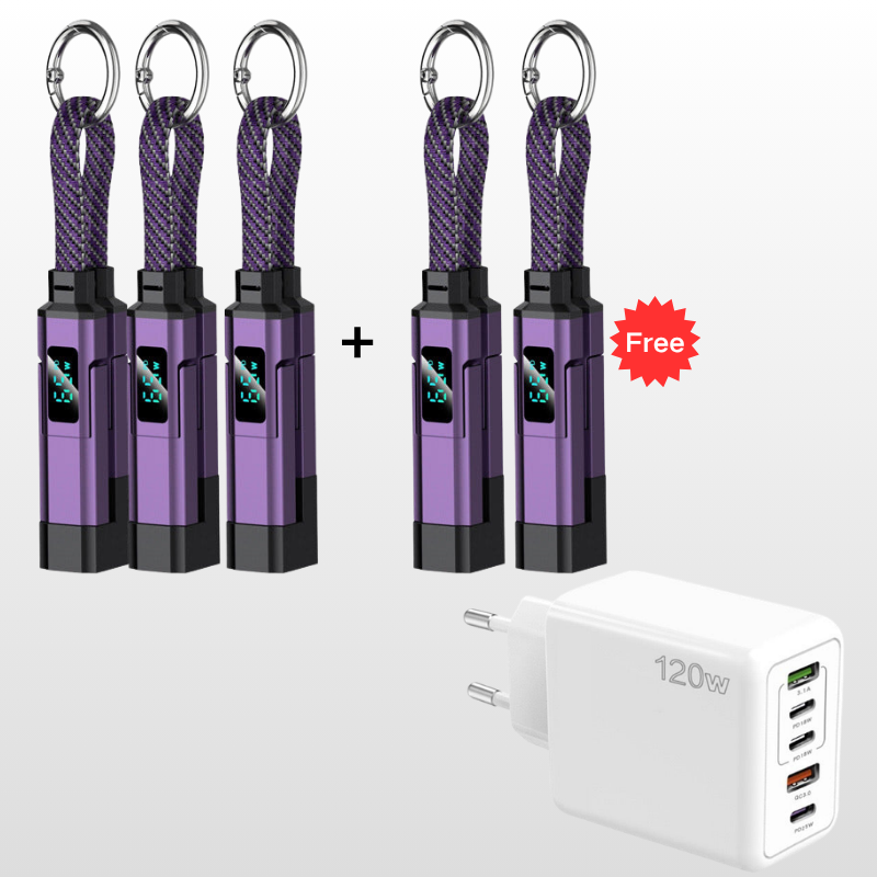 🔥HOT SALE50% OFF🔥4-in-1 Digital Display Keychain Charging Cable