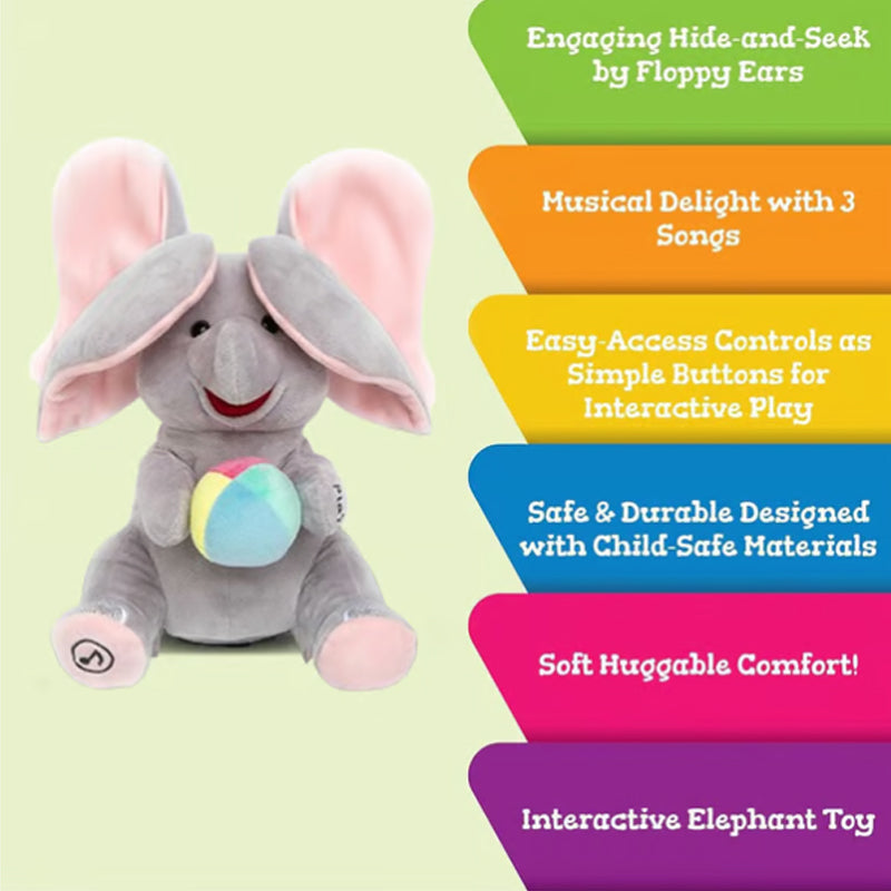 🎁 50% OFF! 🐘 Cute Hide & Seek Elephant Plush Doll - Interactive Play with Soft Material, Perfect Gift for Kids 🧸✨