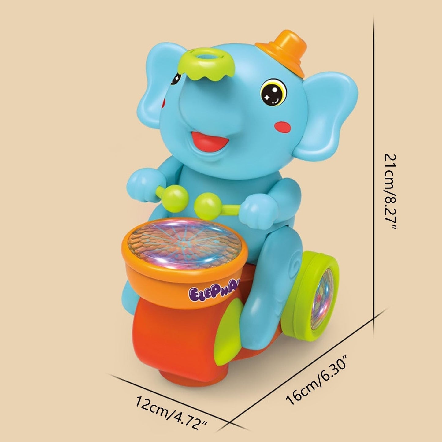 🎁⚽Last Day Hot Sale👦👧Musical Walking Elephant Drummer Toy